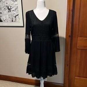 Neiman Marcus Bell Sleeve Black Dress